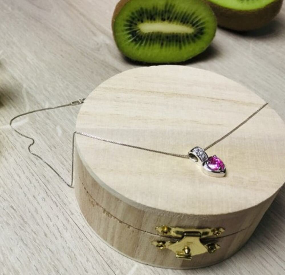 925 Sterling Silver Morganite & CZ Chain With Pendant